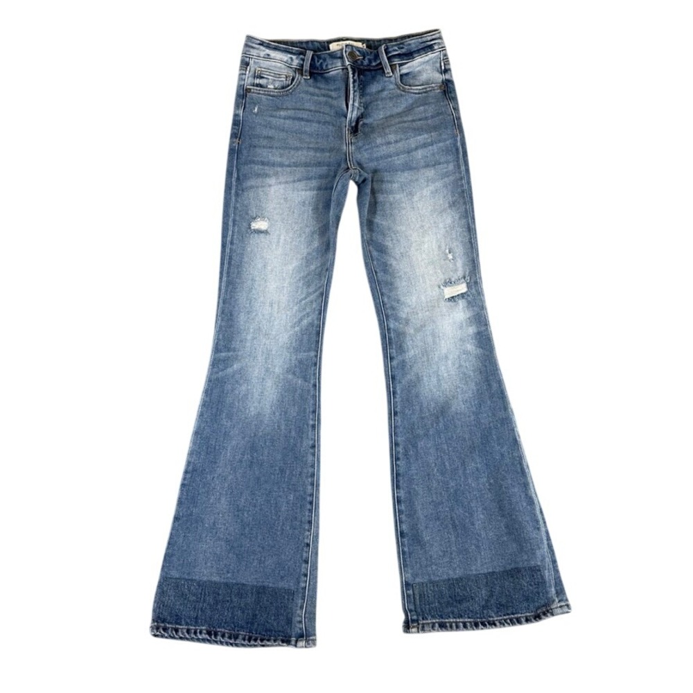 Hidden Jeans Los Angeles Distressed Flare Jeans Medium Wash Size 27